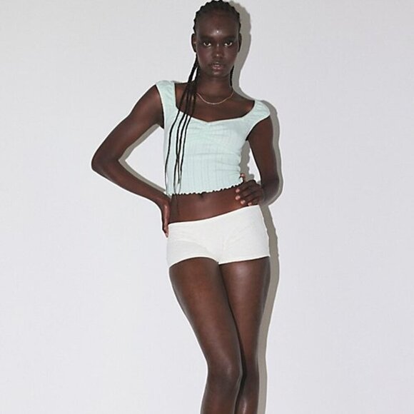 NWT UO Out From Under Ruched Green Sweetheart Tank Top - Picture 4 of 5